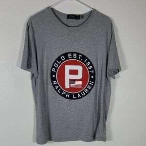 Ralph Lauren Mens Yacht Club Challenge Circle P Patch Shirt Size M Preppy Crest